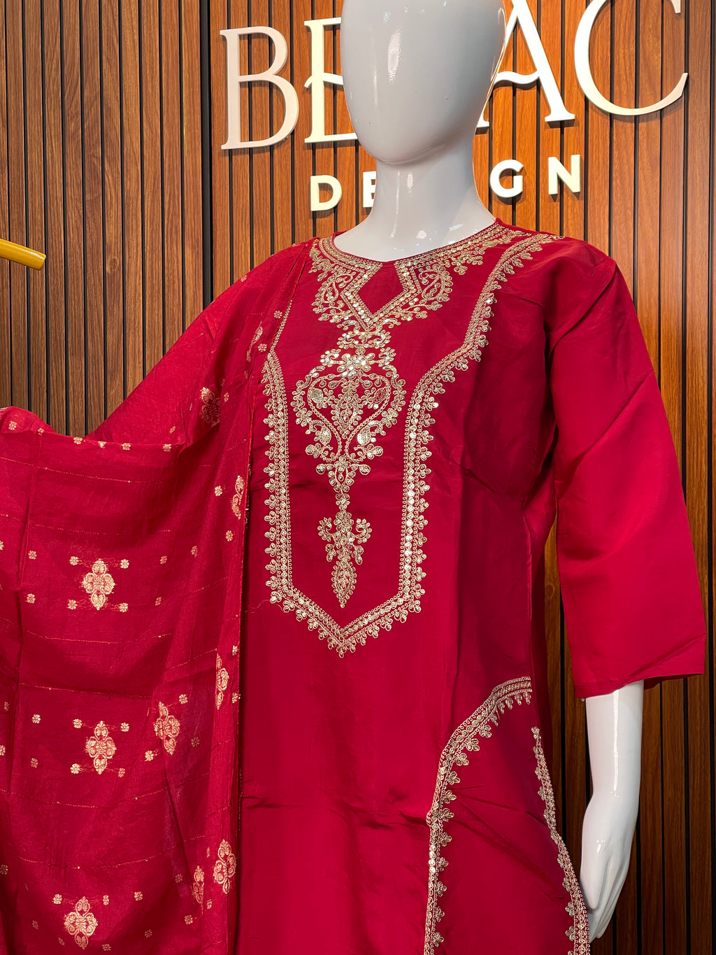 Red Chilli Satin Modal Salwar Set