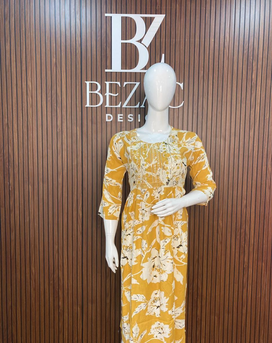 Printed Rayon Cotton Kurti